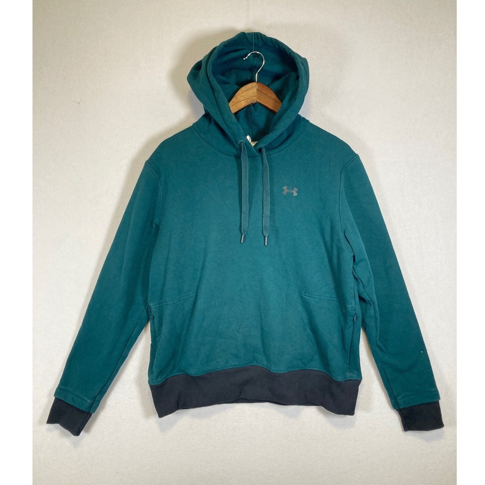 Athletic Under Armour Mens Large Teal Threadborne Fleece Pullover Hoodie‎ Jacket